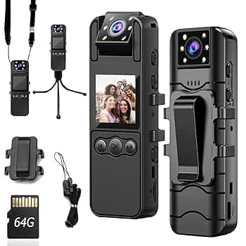 Body Cam Professionale HD 1080P con Visione Notturna e Obiettivo Girevole